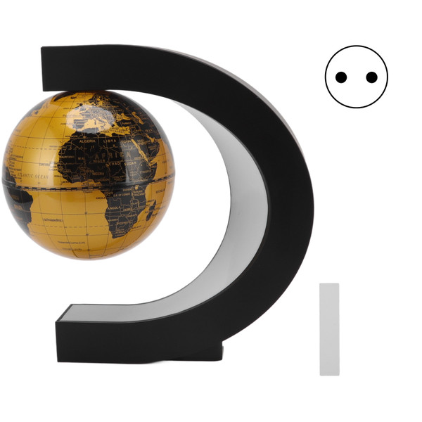 Magnetic Levitation Globe Ornament 6in Rotating Luminous Globe Office Innovative Decoration C Shape English Version 100‑240V Gold EU Plug
