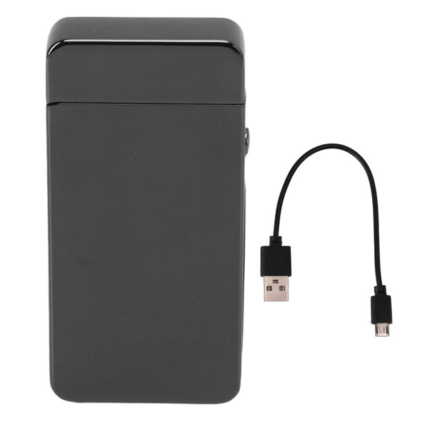 Electric Dual Arc Lighter Rechargeable Windproof Flameless 220mAh Aluminium Alloy USB Lighter Black