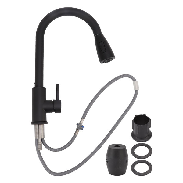 Stainless Steel Pull Out Faucet Universal Kitchen Sink Faucet 360 Degrees Flush Tap Black