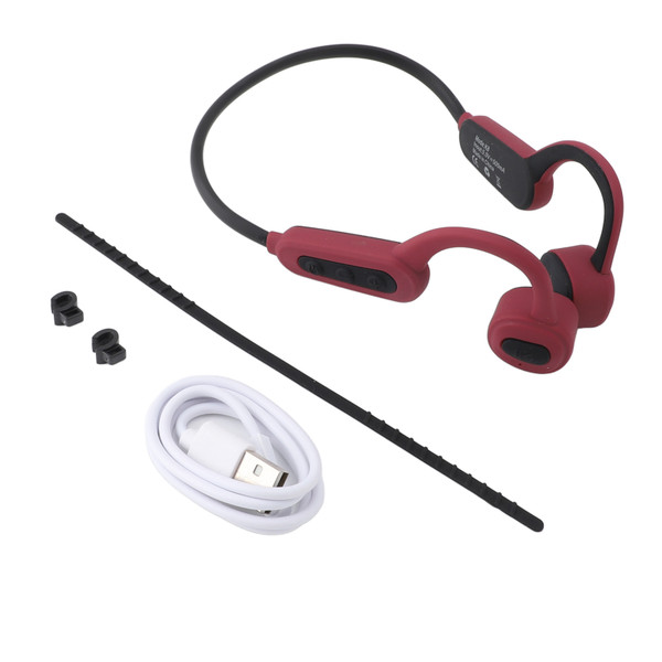 Bone Conduction Open Ear Bluetooth Sport Headphones IP68 Waterproof Wireless Lightweight Earphones for Workouts Running Swimming 16GB Red