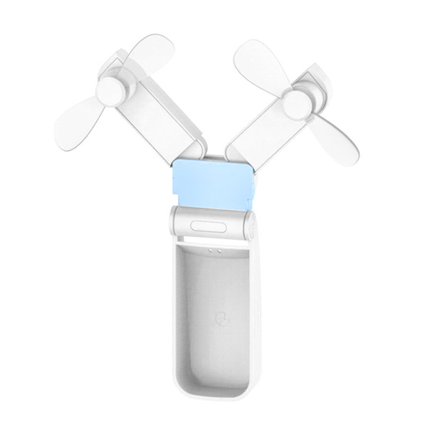 Folding Electric Fan Double Headed Portable Handheld Mini USB Fan for Outdoor Indoor Office Travel White