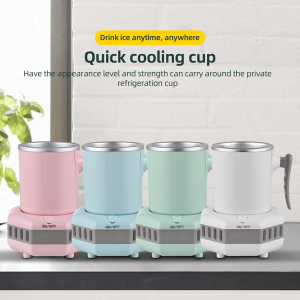 Aluminum Beverage Cooler and Mug Warmer with Handle for Desk 15oz Portable Electric Bottle Can Cooler Warmer for Coffee Beer Wine Juice Milk One Click Operation Quick Cooling Warming Cup