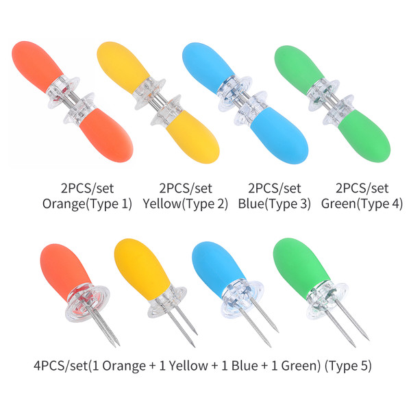 4PCS Barbecue Corn Needle Grilling Stainless Steel Corn Cob Holders Reusable BBQ Sweetcorn Holders Corn Holder