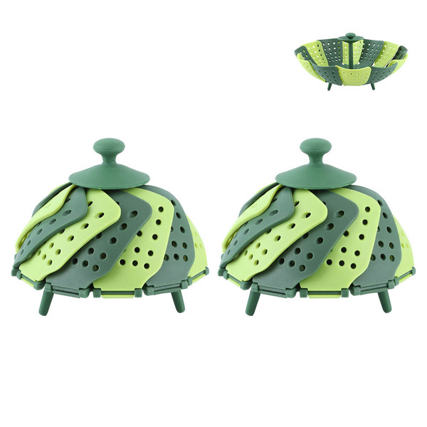 2pcs Foldable Steaming Basket High Temperature Resistant Cooker Dish for Vegetable Fruit