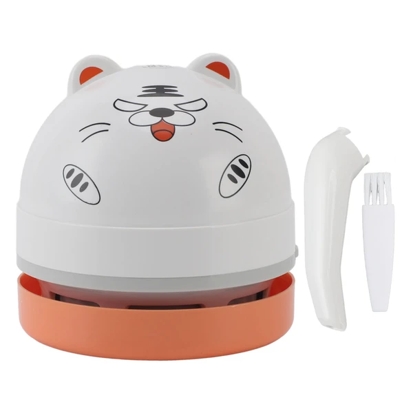Desktop Vacuum Cleaner with Vacuum Nozzle Cleaning Brush Portable Mini Table Dust Vaccum Cleaner for Cleaning Dust Crumbs Computer Car Tiger