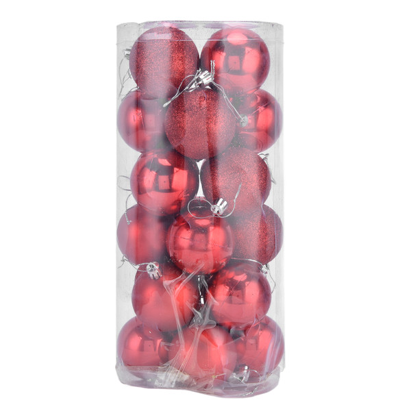 24Pcs Christmas Tree Ball 6cm Glittering Decoration Ornament for Home Party OfficeRed