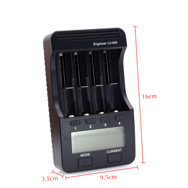 LiitoKala Lii-500 4 Slots Smart Intelligent Battery Charger Kit for 3.7V Li-ion & 1.2V Ni-MH Rechargeable Battery LCD Display