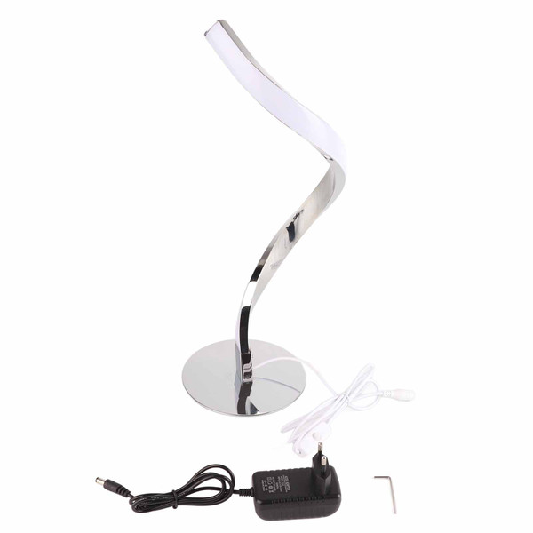 SShaped LED Spiral Table Lamp Reading Light Small Night Light for Bedside  (Argent )