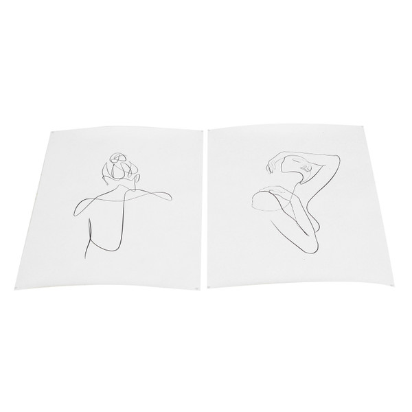 2Pcs Frameless Canvas Painting Simple Line Abstract Illustration Wall Art Picture Home Decoration
