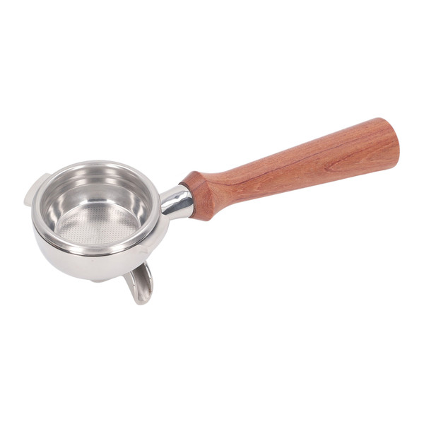 58mm Double Spouts Portafilter for Nuova Coffee Machines Stainless Steel Filter Basket Solid Wood Handle F Style Brazilian Rosewood