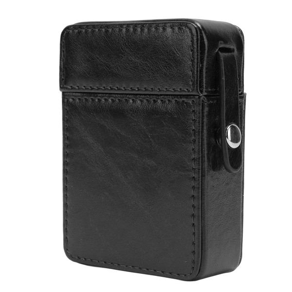 PU Leather Cigarette Case 20pcs Capacity Pressure Resistant Portable Men Cigarette Lighter Cigarette Case for Men Black