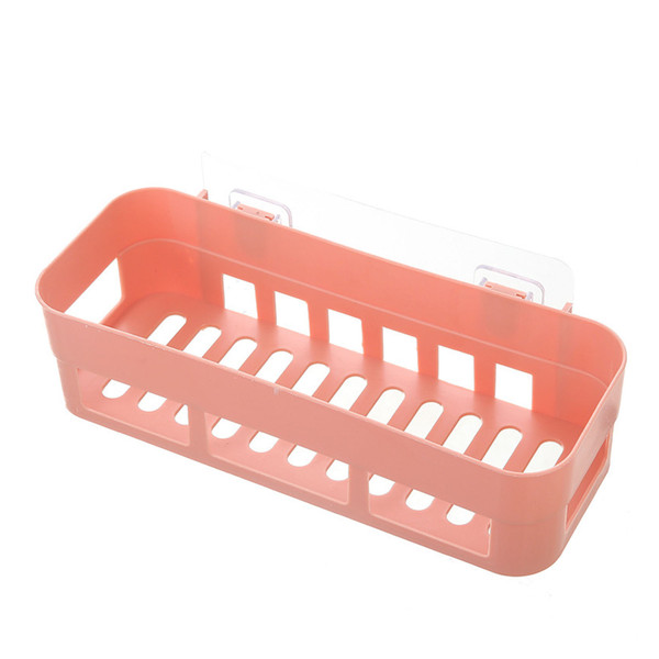 Wall Basket Shelf Adhesive Space Saving Plastic Wall Mount Shower Rack for Bathroom Cosmetics Toiletries