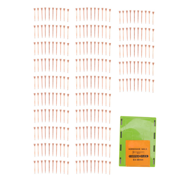 250Pcs Horseshoe Nails Copper Plating Shoeing Nails with Plastic Box for Raise Livestock E4 48mm/1.89in