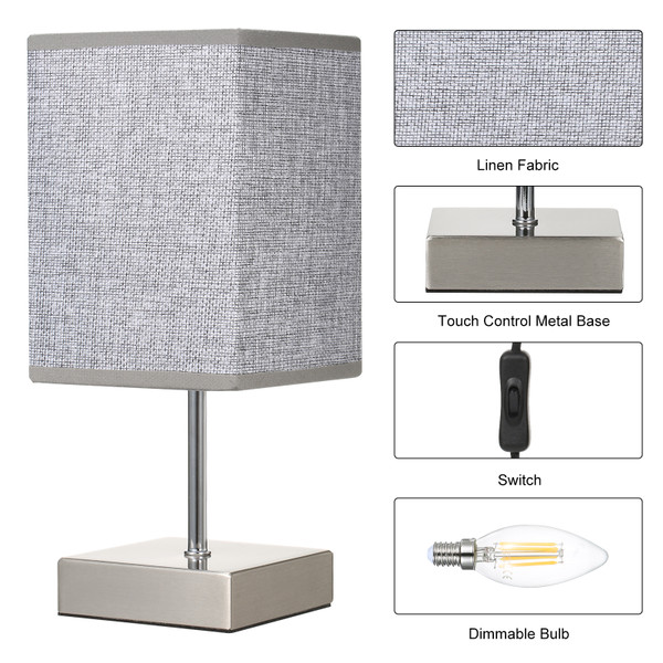 Shineslay LEDs Bedside Table Lamp Home Touching Control Dimmable Nightstand Light for Bedroom Living Room Hotel