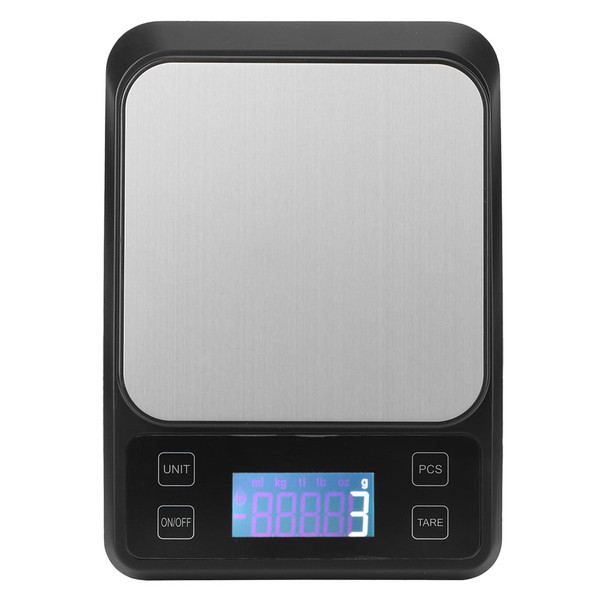 Portable Mini Stainless Steel Baking Digital Electronic Scale Kitchen Accessory 5kg/1g Black