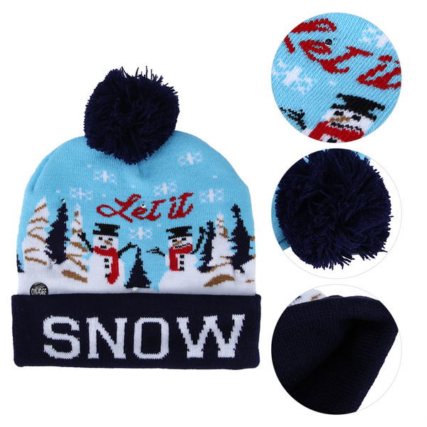 Christmas Knitted Soft Warm Winter Hat Light Hat for Children Adults Festivals Holiday PartyType 6