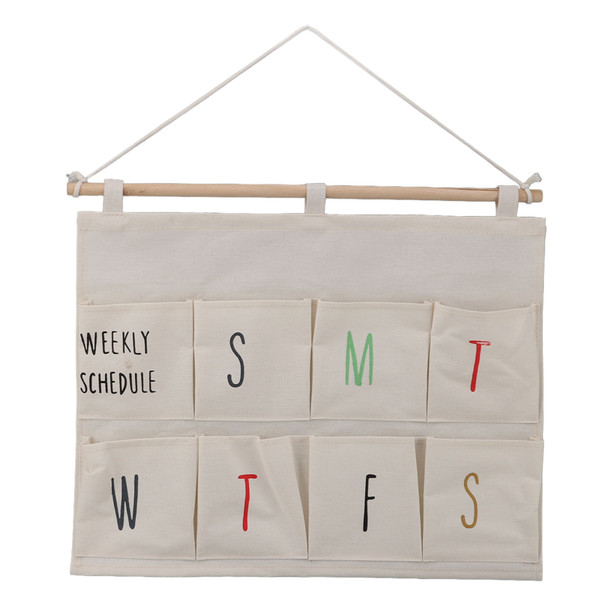 Wall Hanging Storage Bag with 8 Pockets Weekly Schedule Over The Door Hanging Storage Bags for Bedroom A