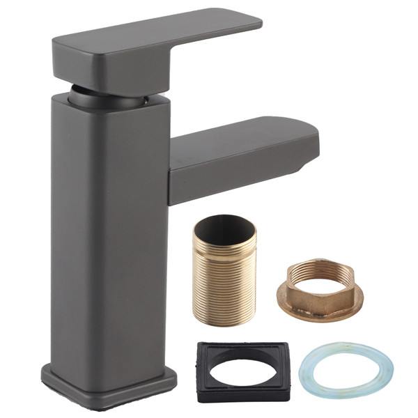 G1/2in Thread Stainless Steel Matte Surface Basin Water Faucet Bathroom Hot Cold Water TapSquare Shape