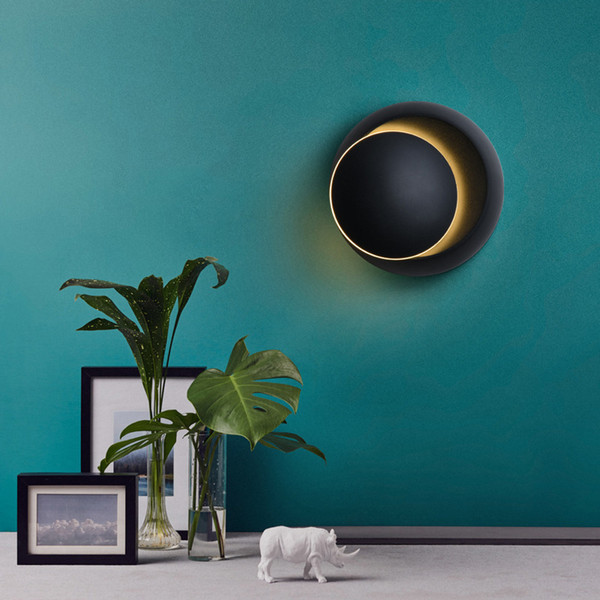 LED Wall Lamp 360 Degree Rotatable Round Crescent Wall Light Night Light Creative Modern Bedside Lamp for Living Room Bedroom Hallway Aisle Corridor
