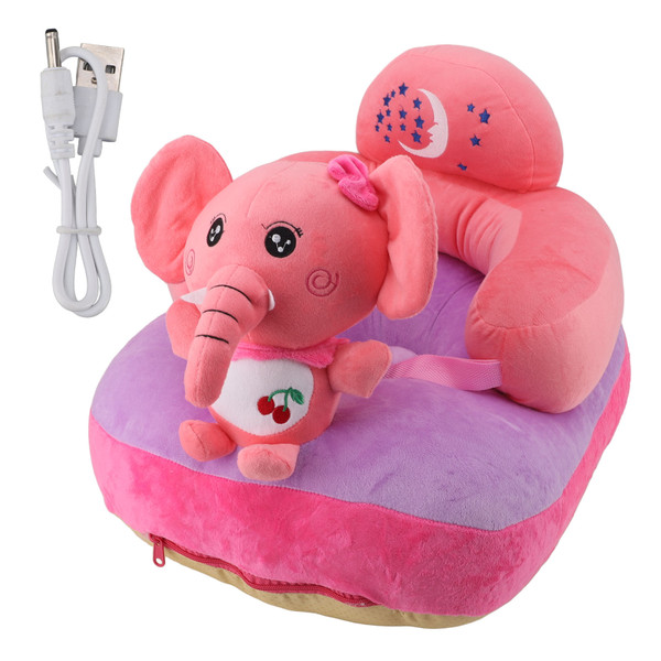 Baby Support Seat Sofa Soft Plush Comfortable Adjustable Angles Bluetooth Function Baby Sitting Support for Indoor Elephant