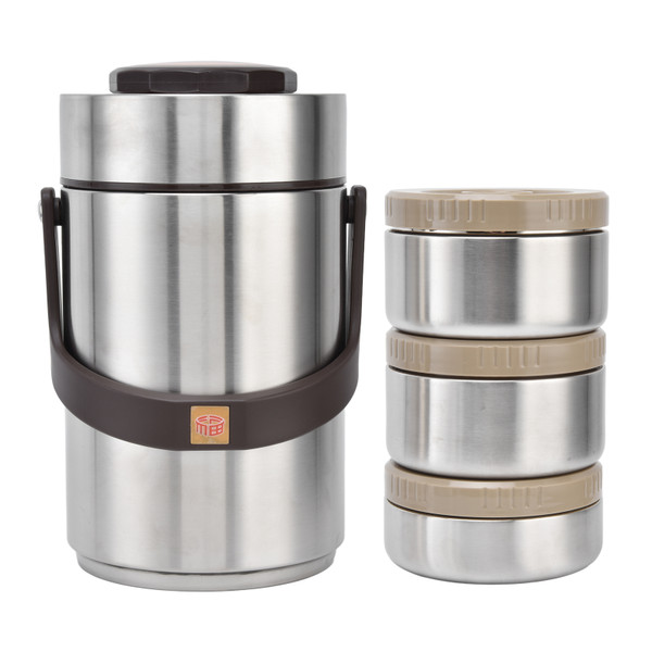 304 Stainless Steel 2.3L Large Capacity Vacuum Insulation Bento Lunch Box 3 Layers Food Container
