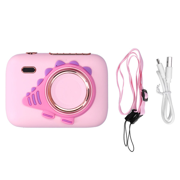 Handheld Fan Portable Hanging Neck Fan Camerashaped Mini Fan with USB Charging Cable Pink