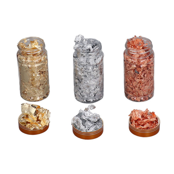 3 Bottles Gold Foil Resin Flakes Vivid Colors Anti Fading Imitation Gold Foil Flakes for Painting Arts and Handicrafts
