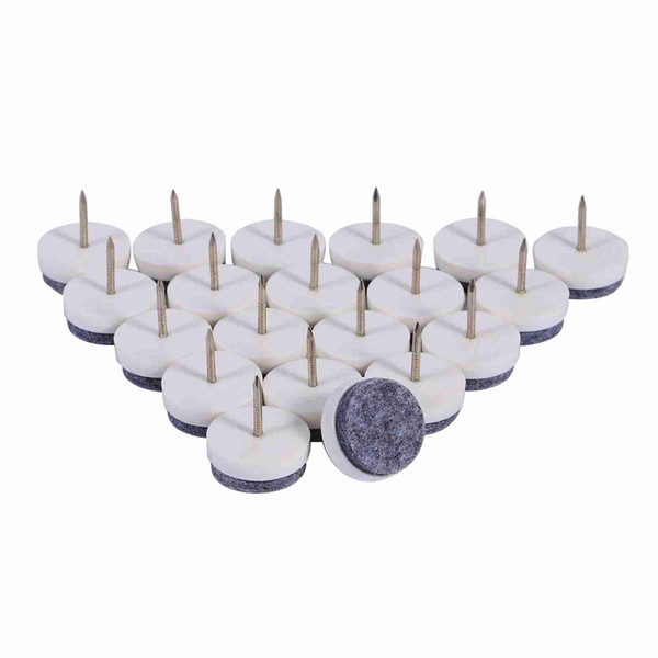 20x Furniture Table Chair Leg Floor Felt Pad Skid Glide Slide DIY Nail Protector White 24mm