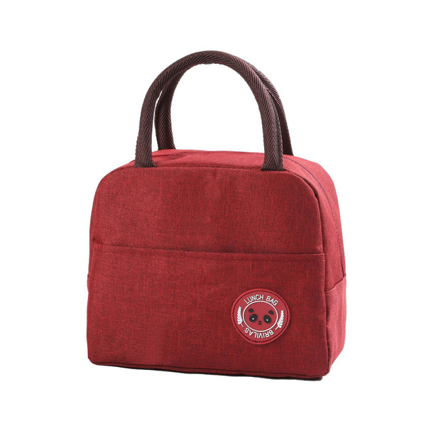 Lunch Bag High Capacity Reusable Tote Heat Preservation Dinner Insulation Hangbag Red