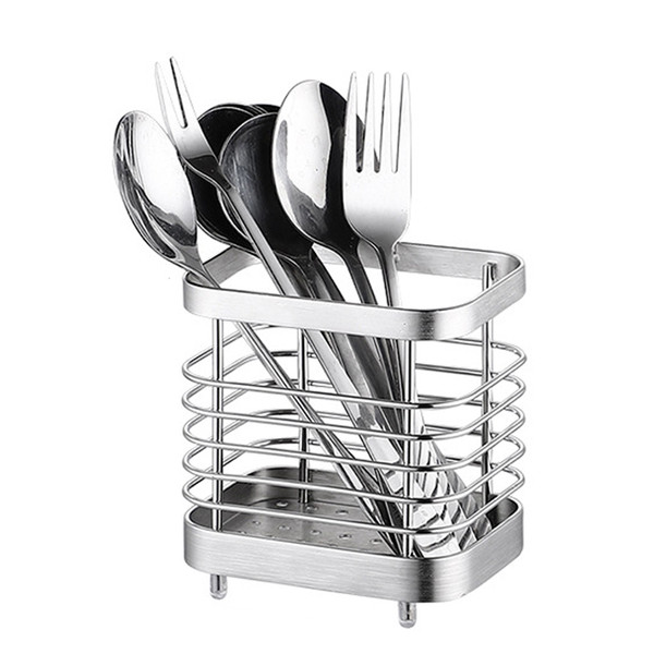 Utensil Holder Drying Rack Stainless Steel Draining Basket Wall Mount No Drilling for Kitchen Chopsticks Small Original Color