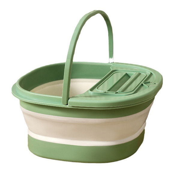 Foot Bath Tub Foldable Thickened Foot Soaking Basin with Massage Point for Home Apartment Dormitory Green White