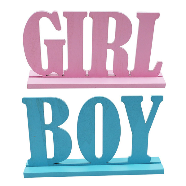 Wooden Gender Reveal Table Decorations Baby Girl Boy Table Signs Letter Blocks Blue Pink Table Centerpieces for Baby Shower Decor