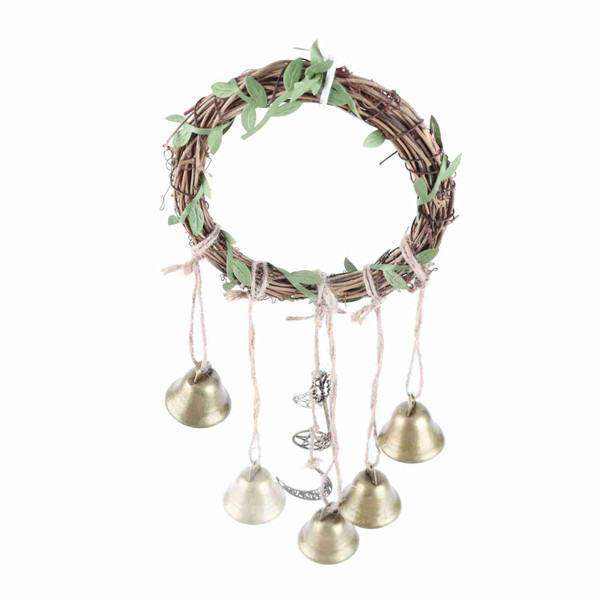 Witch Bell Wind Chimes Rattan Metal Hanging Decorative Wind Chimes for Door Porch Garden Decor