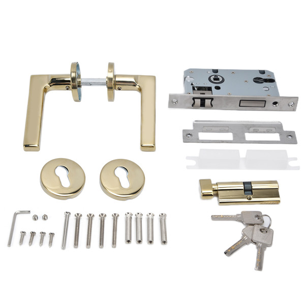 Door Lever Lock Golden Simple Mute Anti Collision Mechanical Knob for Room Bedroom Door