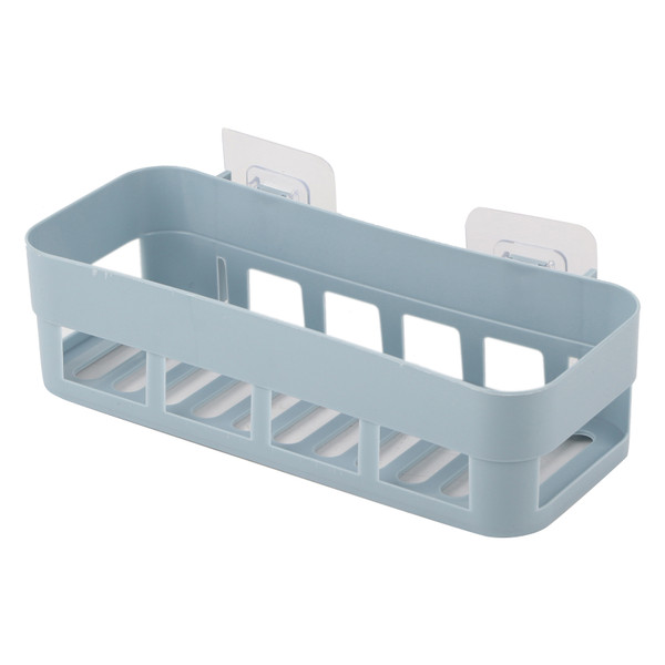 1Pc New Stick Type Bathroom Kitchen Corner Wall Storage Rack Organizer Shower Shelf (Blue)