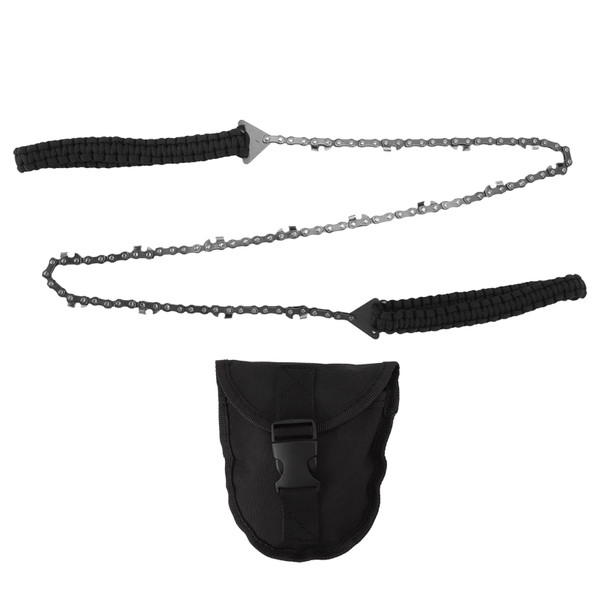 Camping Chainsaw 36in Black Manganese Steel 49 Knots Folding Chain Hand Saw for Garden Logging Pruning