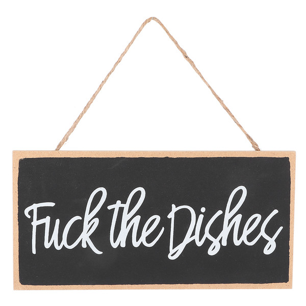 Wood Hanging Sign Board Funny Hanging Plaque Wall Art Living Room Bathroom Door Decorationfuck the dishes