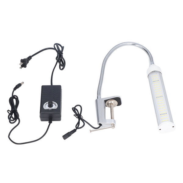 Gooseneck LED Work Light Silver C Clamp LED 21W Dimmable Machine Tool Work Light Aluminum Gooseneck Light  100‑240V