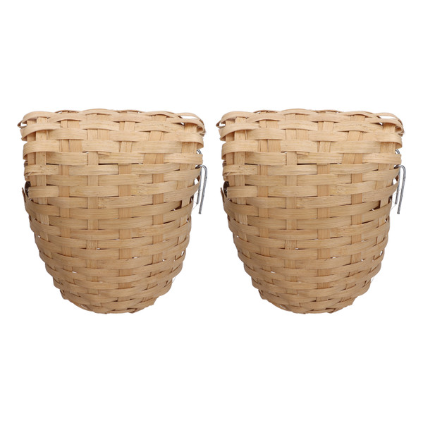 2PCS Natural Bamboo Nest Bird House Hand Made Bird Nest with Hook for Outdoor Garden