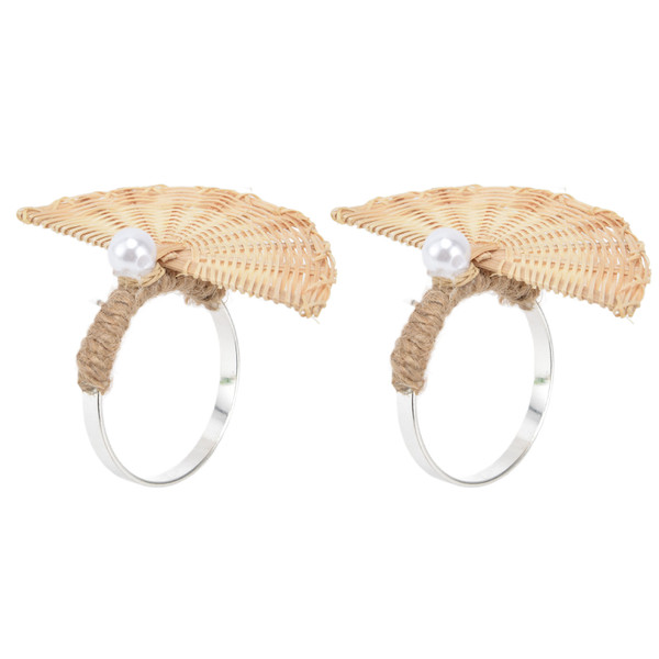 2Pcs Napkin Buckle Rattan Innovative Design Fashionable Exquisite Decorative Napkin Rings for Table Decorations6647 Pearl