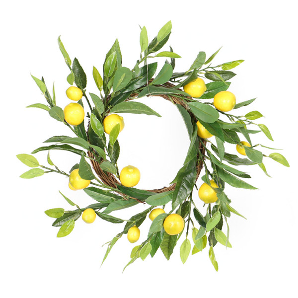 Handmade Spring and Summer Lemon Wreath Artificial Lemon Wreath Fake Wreath Home Wedding Decoration