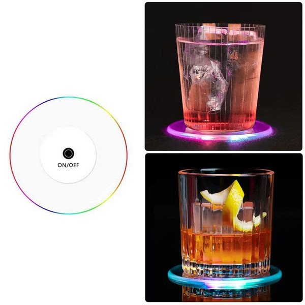 3pcs LED Light Coaster Acrylic Crystal Slim Cup Cocktail Glass Bar Bartender Luminous Coaster