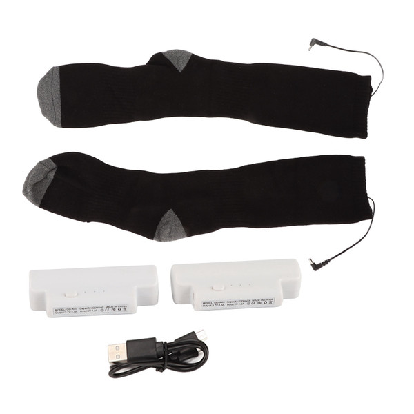 Electric Heated Socks Rechargeable Battery Heated Thermal Socks Outdoor Winter Cotton Warm Socks for Men Women Black and Dark Grey
