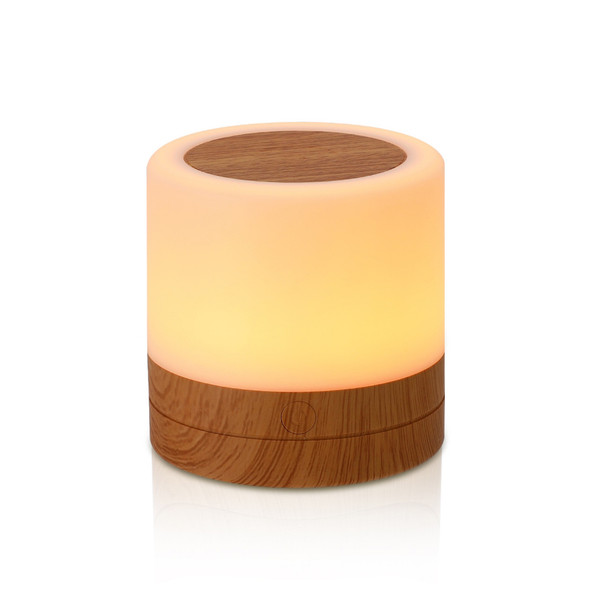 Wooden Bedside Table Lamp LED Colorful Wood Grain Night Light Touch Remote Light
