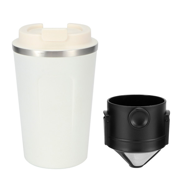 380ml Portable Stainless Steel Vacuum Coffee Cup Mug with Coffee Filter for Home Office TravelWhite