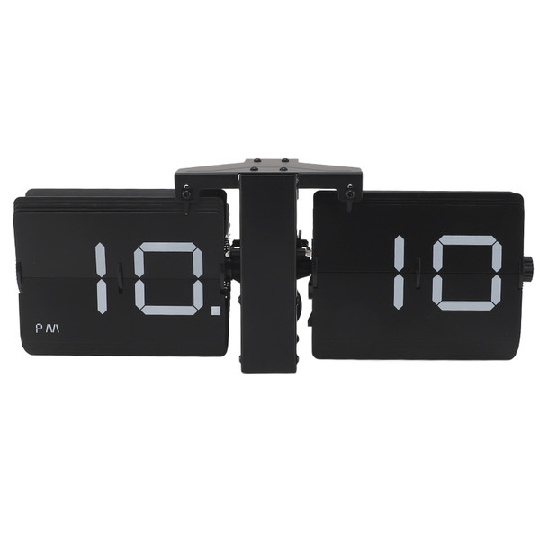 Automatic Flip Clock Mechanical Clock Battery Powered Retro Digital Flip Down Clock for Desktop Standing Wall Hanging 12H Black Stand and Black Flip