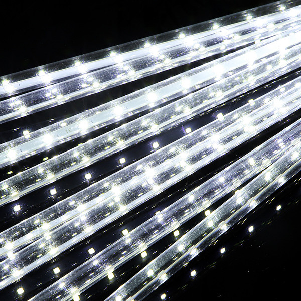 [通拓商品]led meteor shower string lights flashing lights gypsophila Christmas decoration lights outdoor patch waterproof meteor shower lights Zhengbai (U.S. standard) 30 cm 8 pieces set-patch