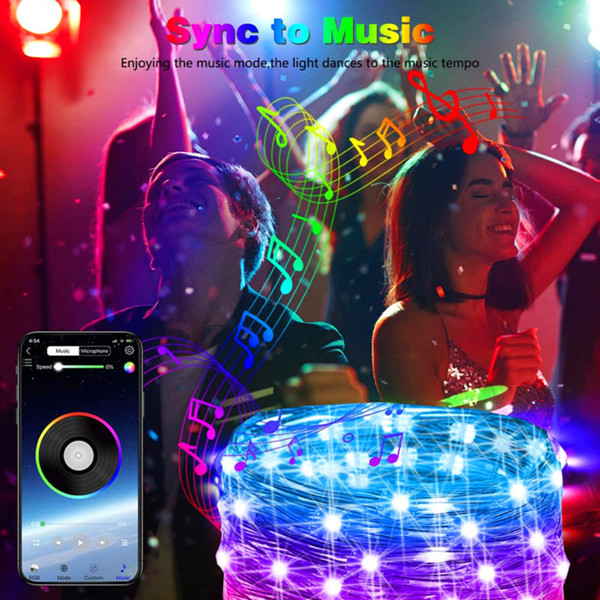 String Lights USB Powered Changing Twinkle 49 FT 150 LED Fairy Lights Copper Wire RGB String Lights with Remote Control Music Sync Timer Waterproof Christmas Decorations for Indoor Outdoor Yard Party Decor