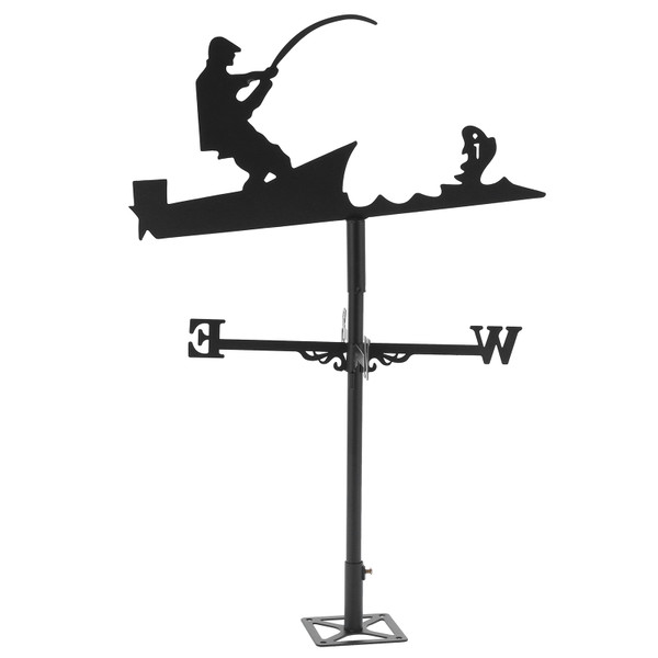 Fisherman Style Weather Vane Roof Bracket Rod Stainless Steel Wind Indicator for Outdoor