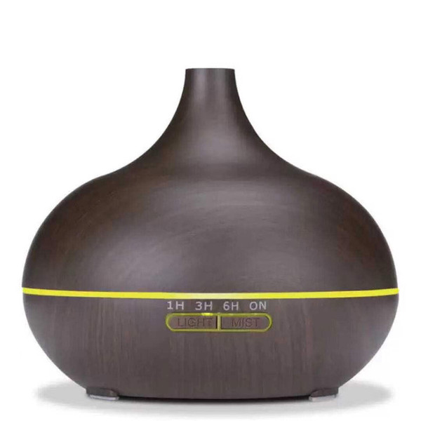 Wood Grain Aroma Diffuser Home Ultrasound Essential Oil Atomizing Humidifier Bedroom Hotel Silent Humidifier with Light Deep Wood Grain EU with Remote Control